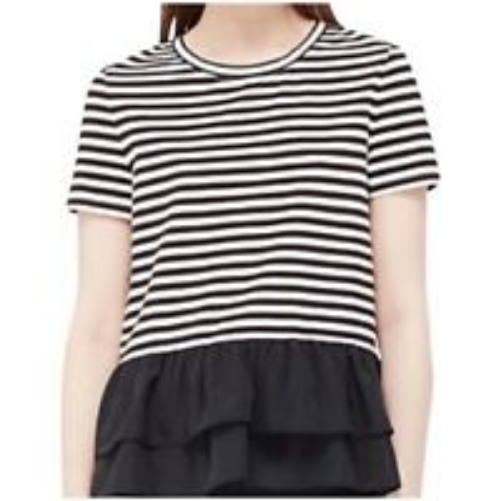KATE SPADE BROOME STREET| Striped shirt with ruffled peplum size L